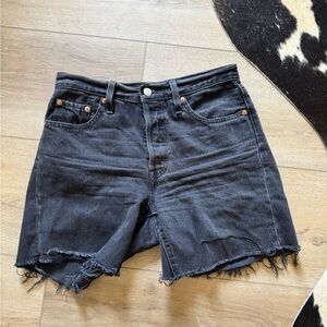 Levi's Black Frayed Hem Jean Shorts
